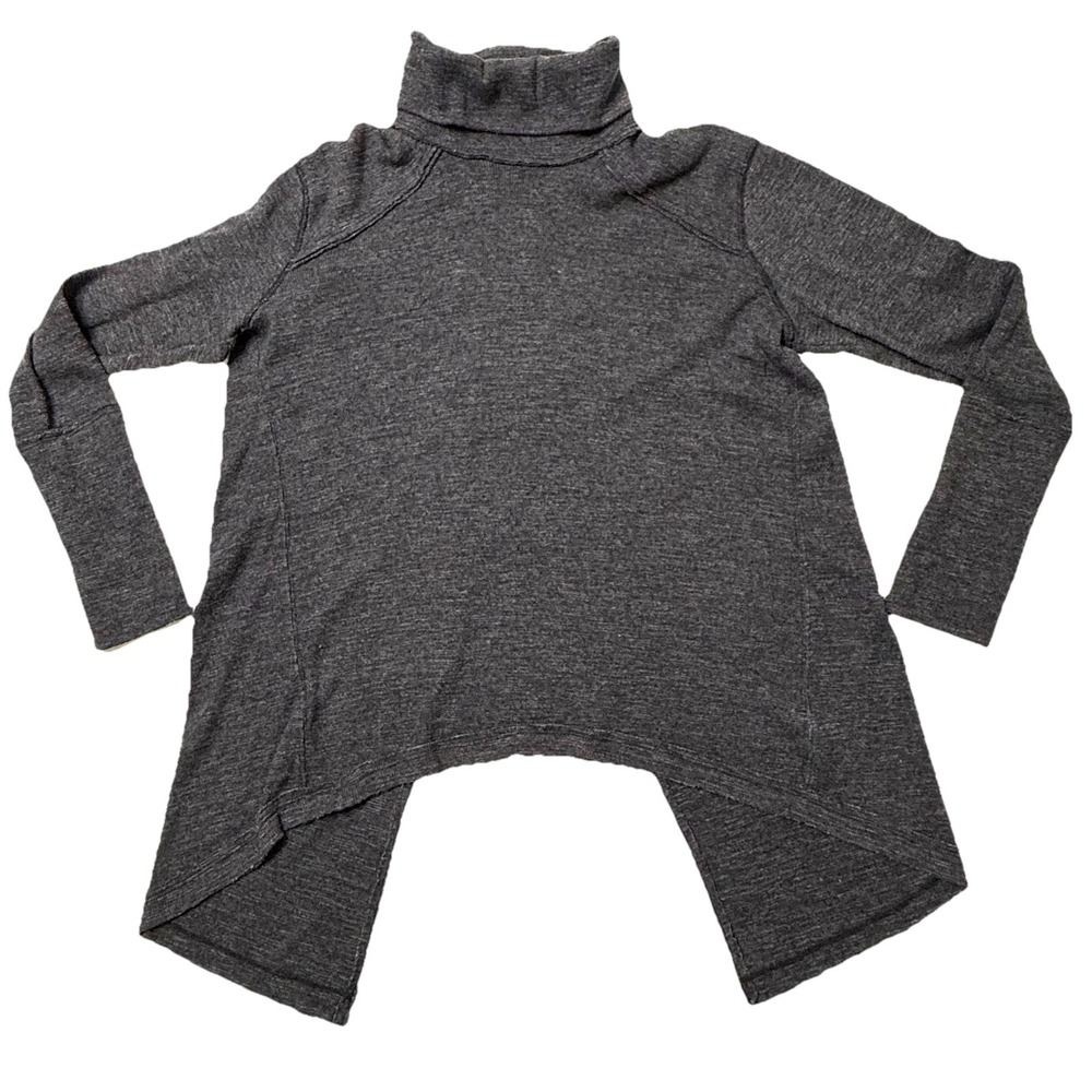 We the Free People Womens Sweater Gray Size S Small Split Open Back Turtleneck